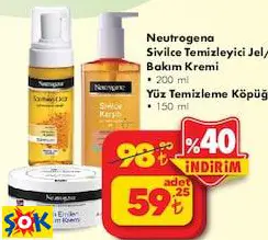 NEUTROGENA SİVİLCE TEMİZLEYİCİ JEL/BAKIM KREMİ 200 ML/YÜZ TEMİZLEME KÖPÜĞÜ 150 ML /ADET